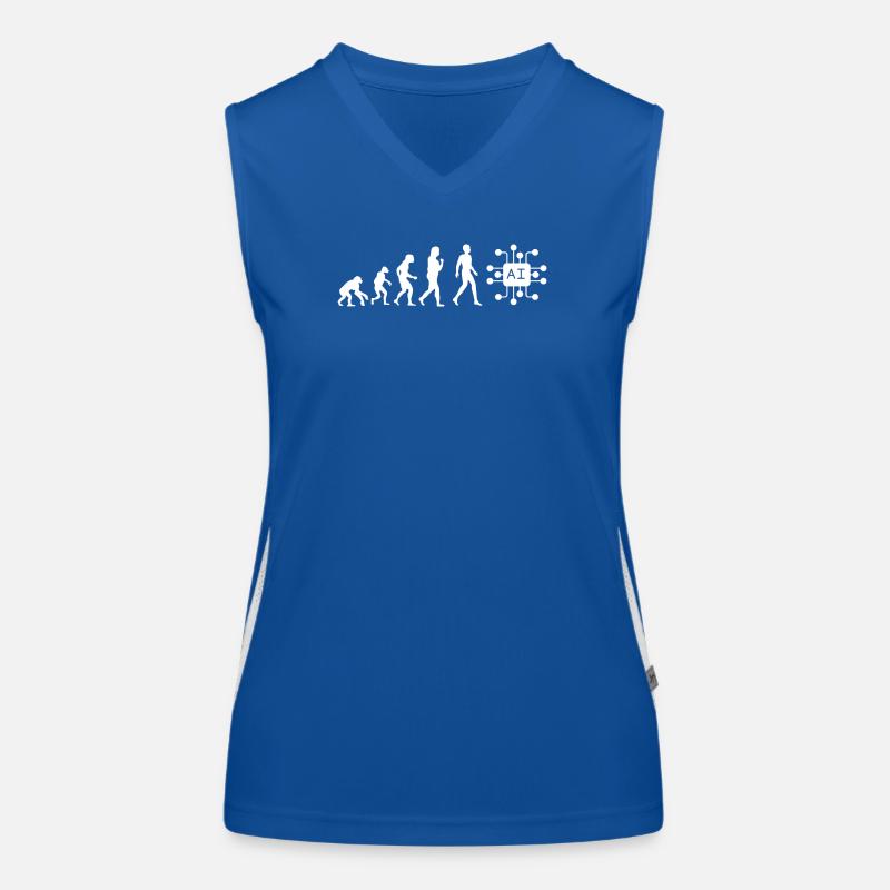 T-Shirt-Evolution KI Künstliche Intelligenz Spaß Funktionelles Kontrast-Tank Top für Frauen