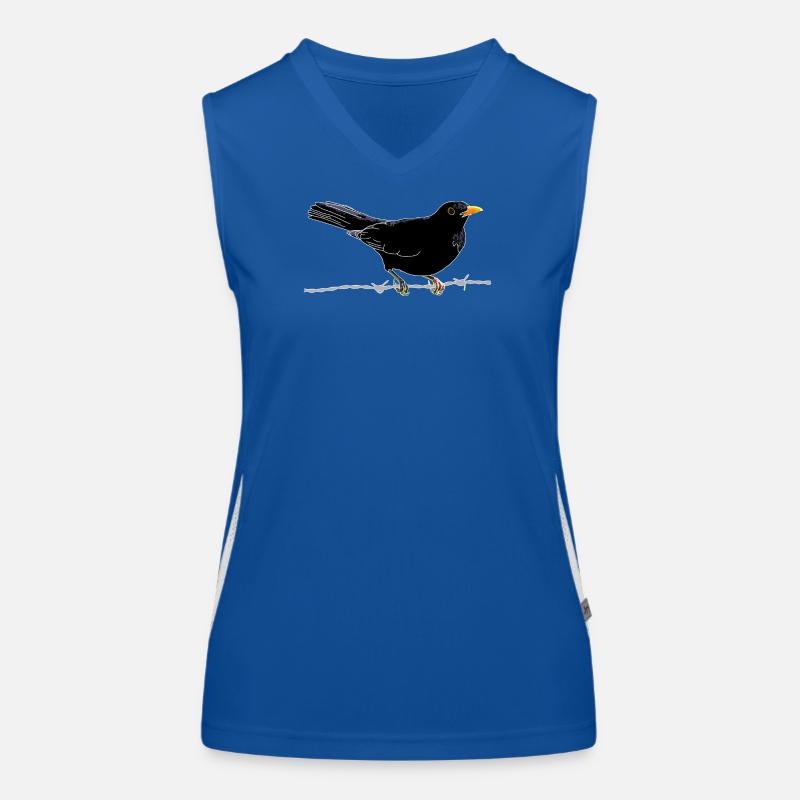 Amsel auf Stacheldraht Funktionelles Kontrast-Tank Top für Frauen