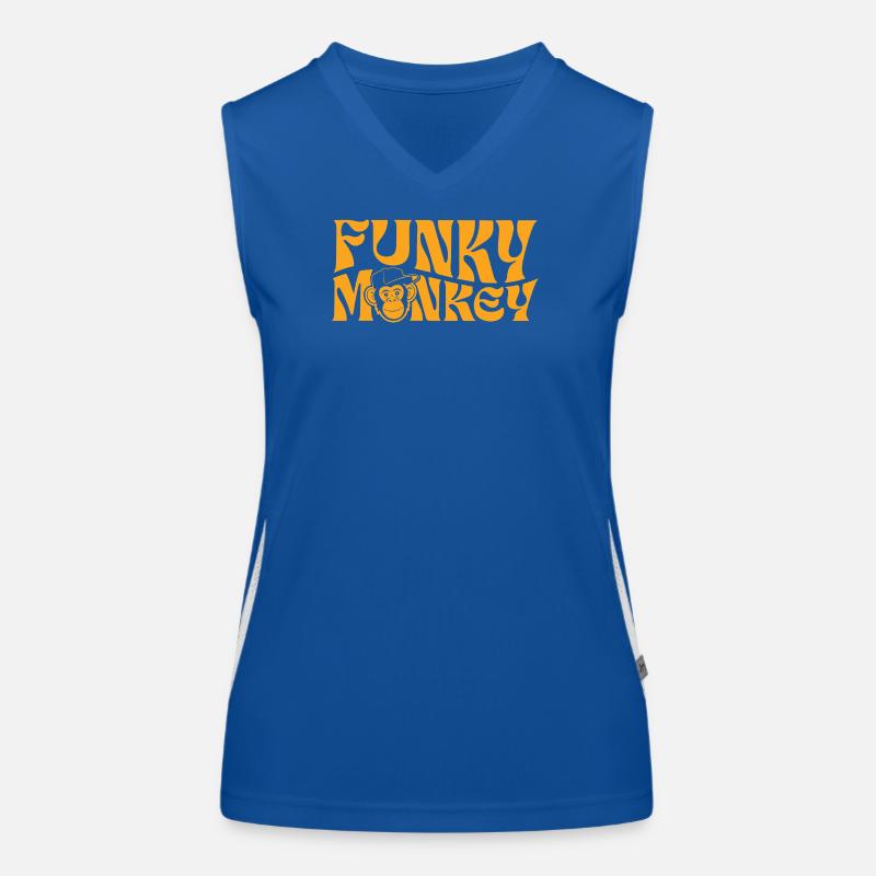 Funky Monkey Retro-Typografie Funktionelles Kontrast-Tank Top für Frauen