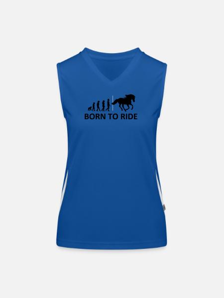 Né pour monter à cheval - Débardeur respirant contrasté Femme - bleu/blanc - Devant