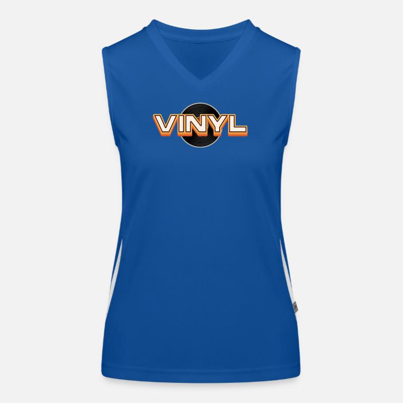 Vinyl Retro Typography Design Funktionelles Kontrast-Tank Top für Frauen