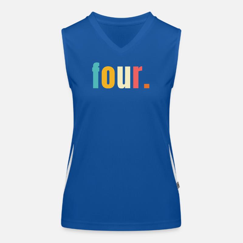 Four Vier Jahre 4. Geburtstag Text Schrift Bunt Funktionelles Kontrast-Tank Top für Frauen