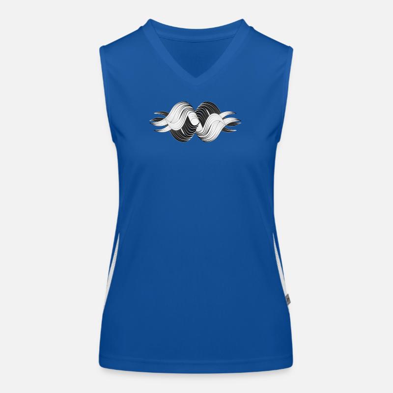 Formes abstraites – Design dynamique en noir et blanc Débardeur respirant contrasté Femme