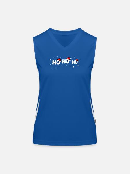 Conception de la police Ho Ho Ho Santa - Débardeur respirant contrasté Femme - bleu/blanc - Devant