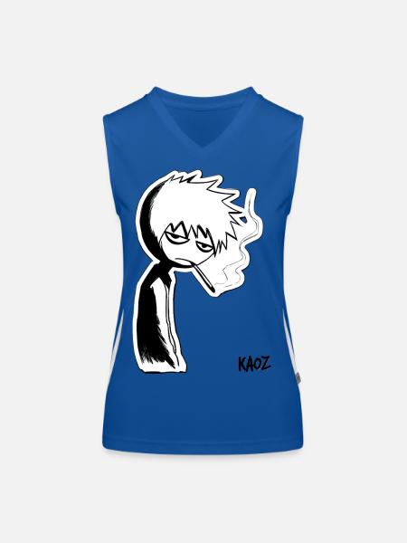 Black and white sketch: melancholic type - Women's Functional Contrast Tank Top - royal/white - Front