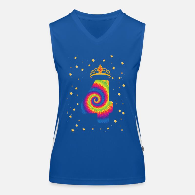 4. Geburtstag Krone | Tie Dye Themed Geburtstag | Funktionelles Kontrast-Tank Top für Frauen