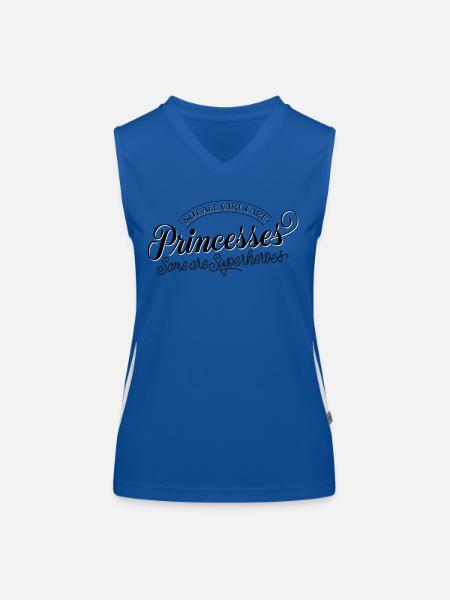 Pas une princesse, mais une super-héroïne. - Débardeur respirant contrasté Femme - bleu/blanc - Devant