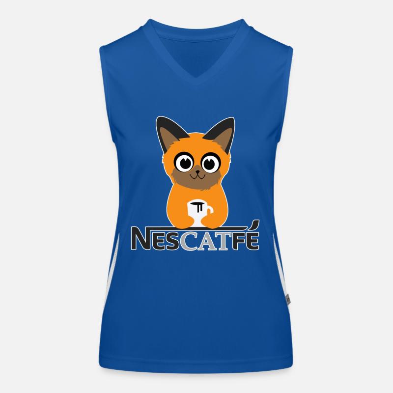 Katze Kaffe Nescatfe Geschenkidee Funktionelles Kontrast-Tank Top für Frauen