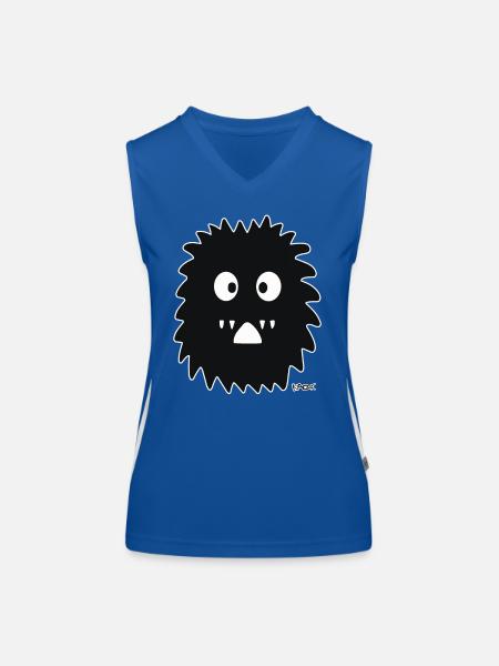 Monstre noir, drôle et mignon - Débardeur respirant contrasté Femme - bleu/blanc - Devant