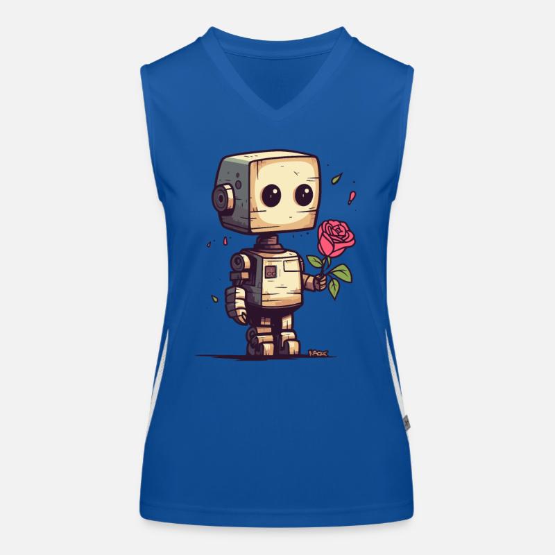 Petit robot avec une rose Débardeur respirant contrasté Femme