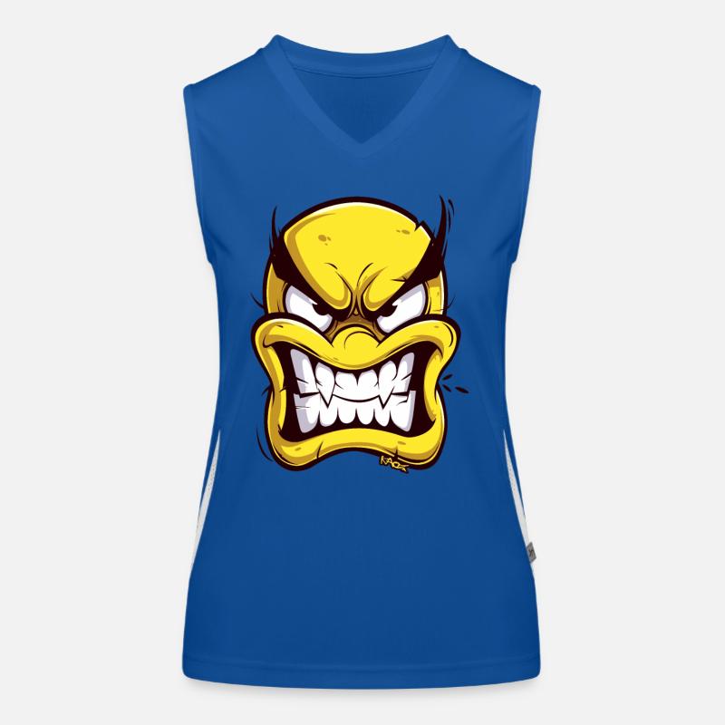Angry cartoon face Women's Functional Contrast Tank Top