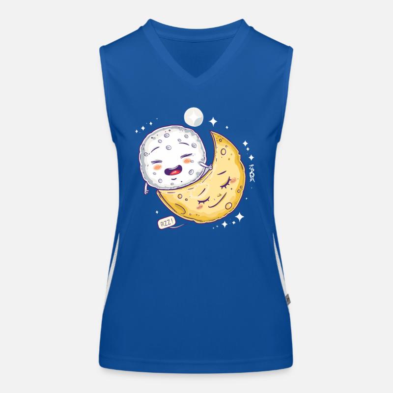 Sleepy Mozzarella Cheese on a Cheese Moon Women's Functional Contrast Tank Top