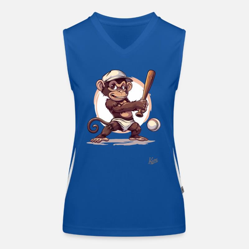 Baseball-Spieler mit Schläger: Baby-Äffchen Funktionelles Kontrast-Tank Top für Frauen