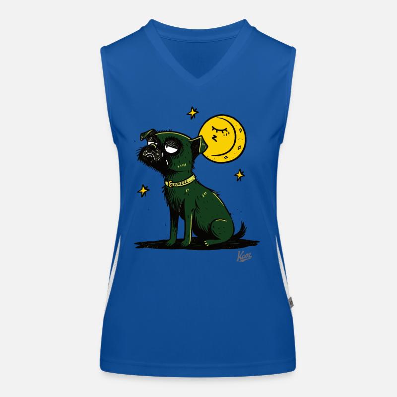 Schnauzer fatigué : Chien avec une lune et des étoiles Débardeur respirant contrasté Femme