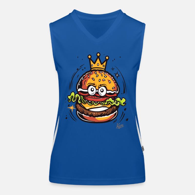 König mit einer Krone Burger Funktionelles Kontrast-Tank Top für Frauen