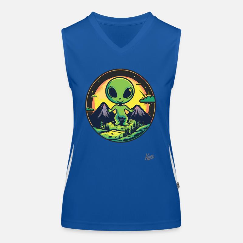 Un mignon extraterrestre vert aime la nature Débardeur respirant contrasté Femme