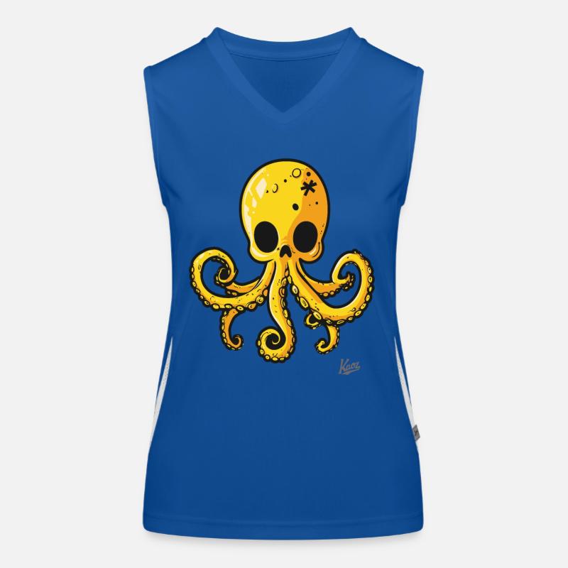 Yellow Skull Octopus Cartoon - Women's Functional Contrast Tank Top - royal/white