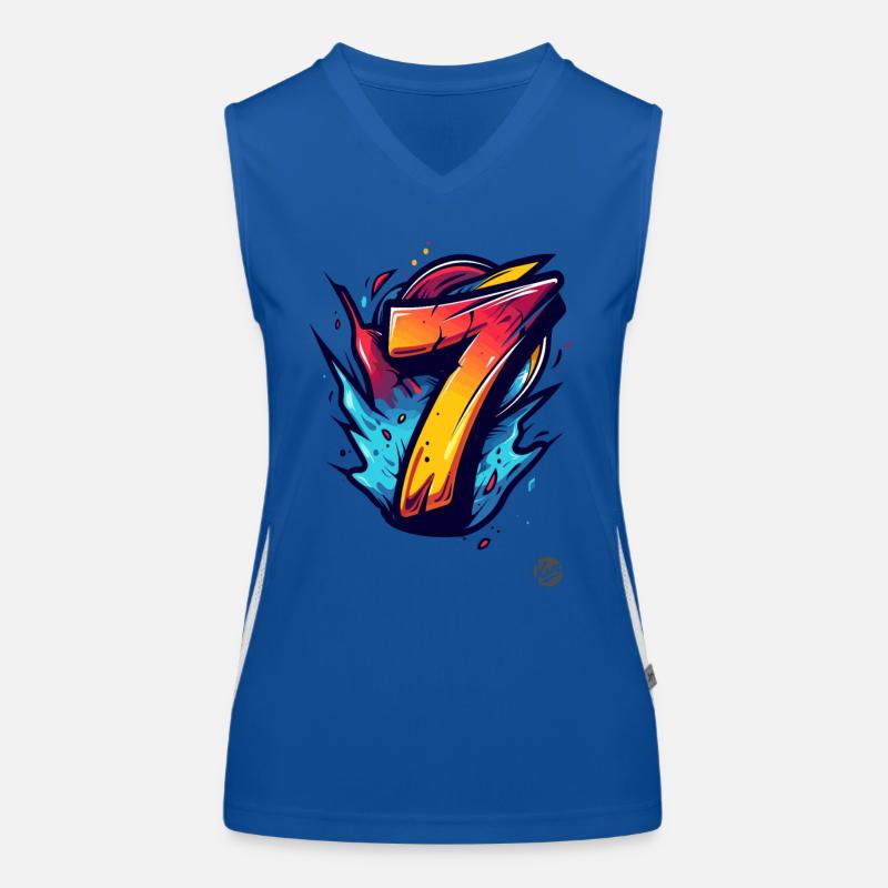 Knalliges "7" Design mit explosiven Farben Funktionelles Kontrast-Tank Top für Frauen