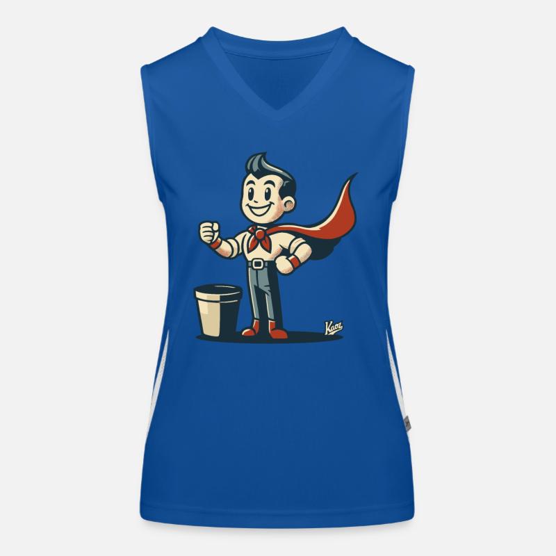 - Super-héros normal rétro trash avec cape Débardeur respirant contrasté Femme