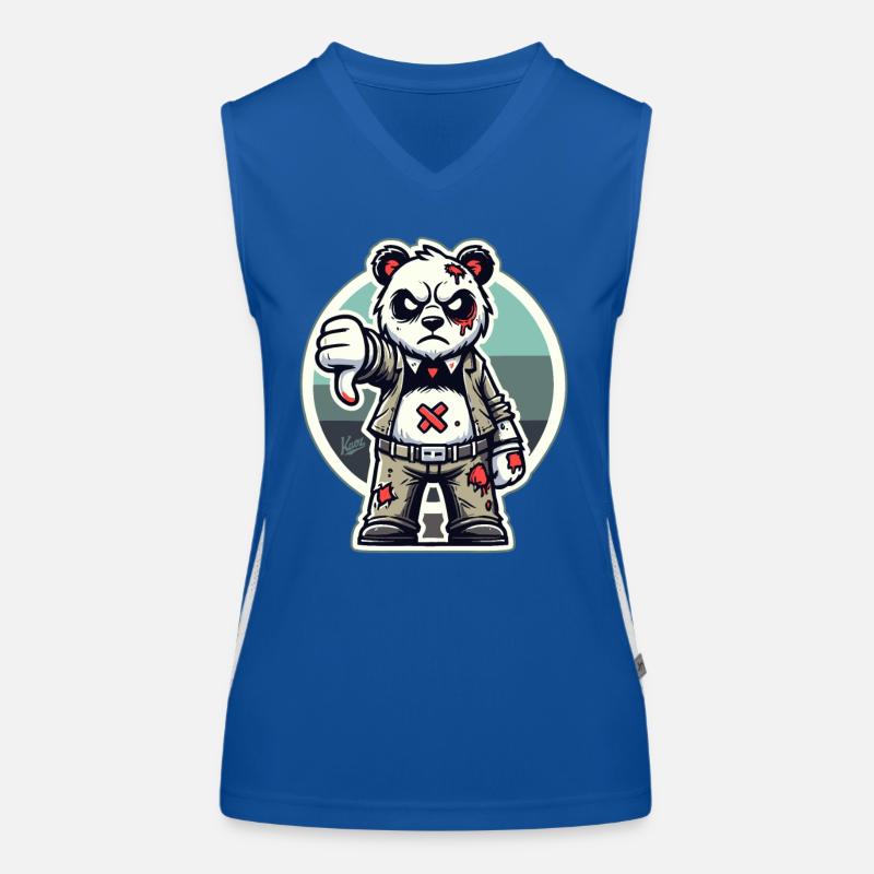 Abgenutzter Zombie-Panda mit Daumen runter Funktionelles Kontrast-Tank Top für Frauen