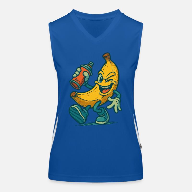 Freche Banane mit Spraydose Funktionelles Kontrast-Tank Top für Frauen