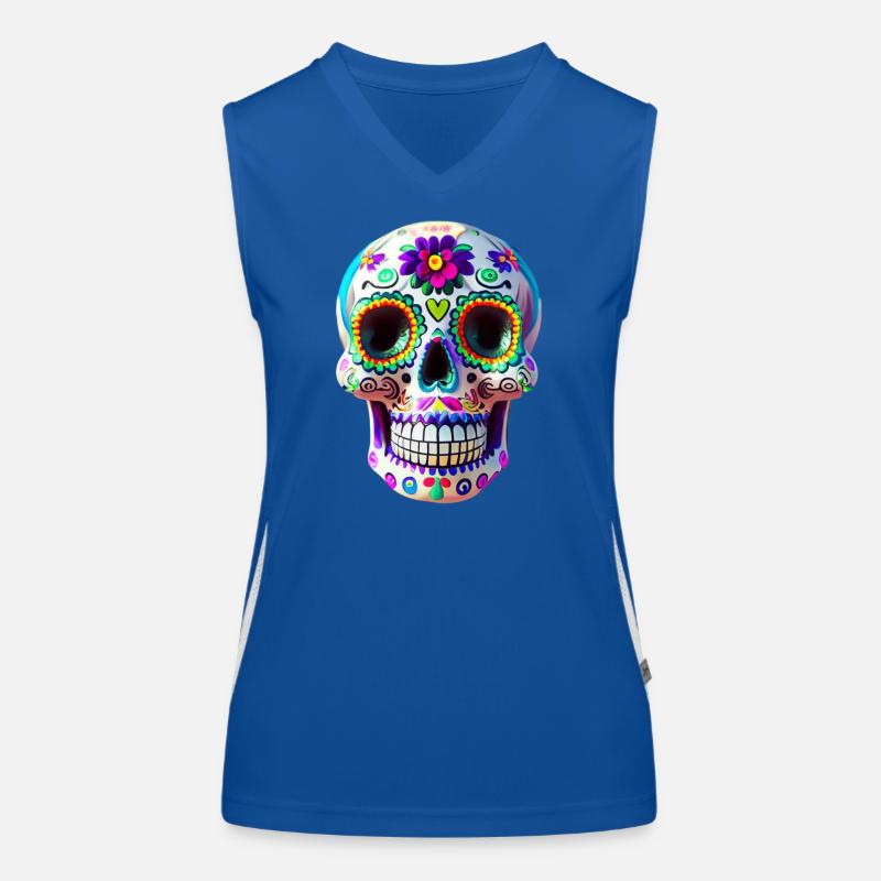 Dia de los Muertos - Women's Functional Contrast Tank Top - royal/white