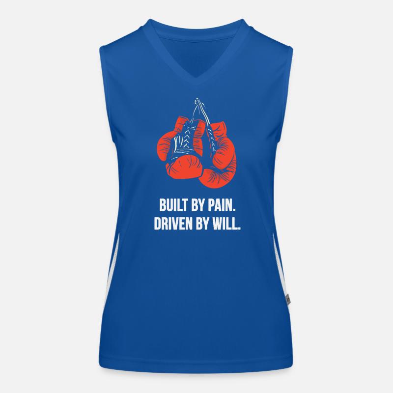 Construit par la douleur poussée par la volonté – Boxe Débardeur respirant contrasté Femme