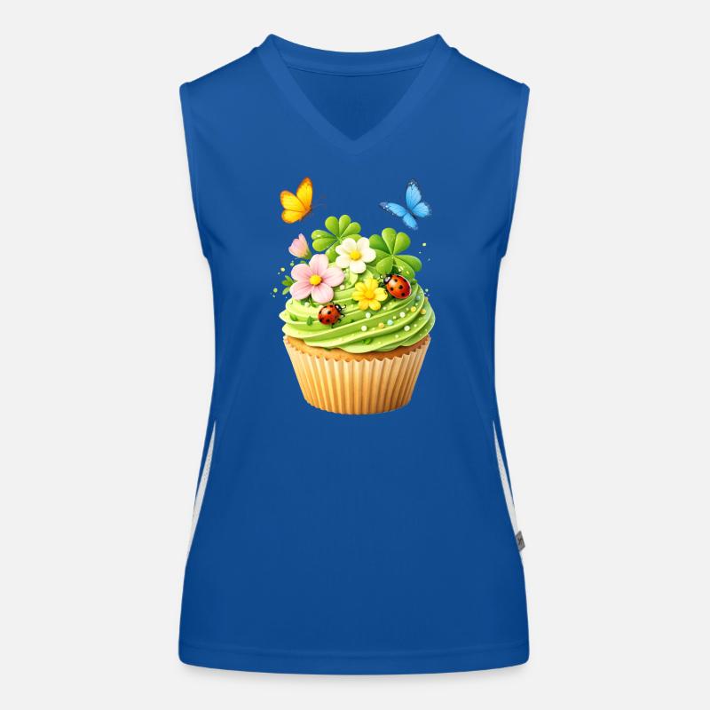 Frühlings Cupcake mit Blumen  Funktionelles Kontrast-Tank Top für Frauen
