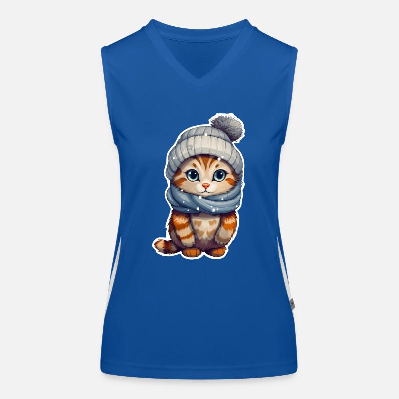 chat mignon avec chapeau et écharpe Débardeur respirant contrasté Femme