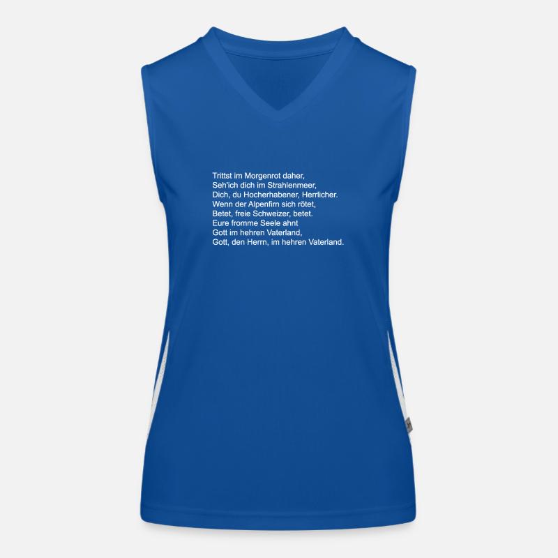Schweizer Nationalhymne_weiss Funktionelles Kontrast-Tank Top für Frauen