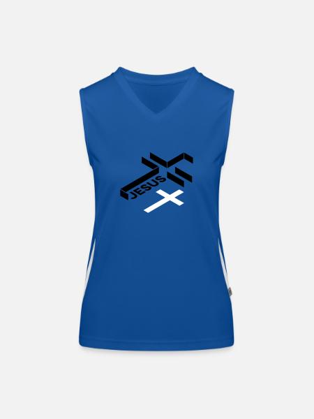 Jesus Cross - Women's Functional Contrast Tank Top - royal/white - Front