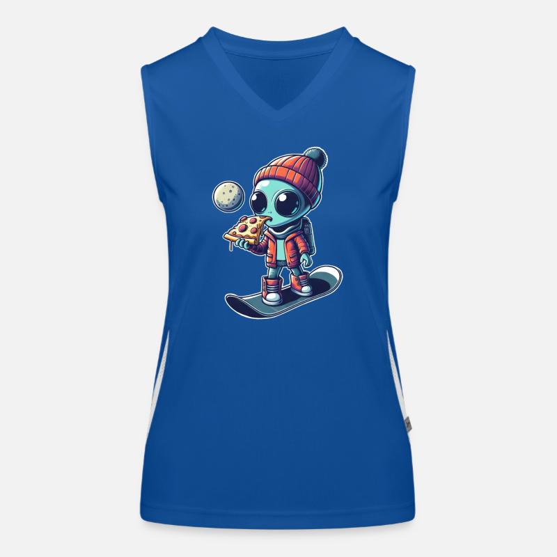 Cute Comic Alien Snowboard Snowboarder Women's Functional Contrast Tank Top