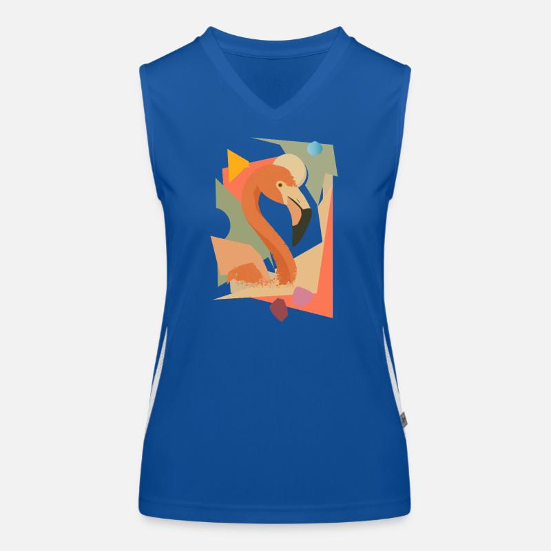 Flamant rose dans un style géométrique-abstrait Débardeur respirant contrasté Femme