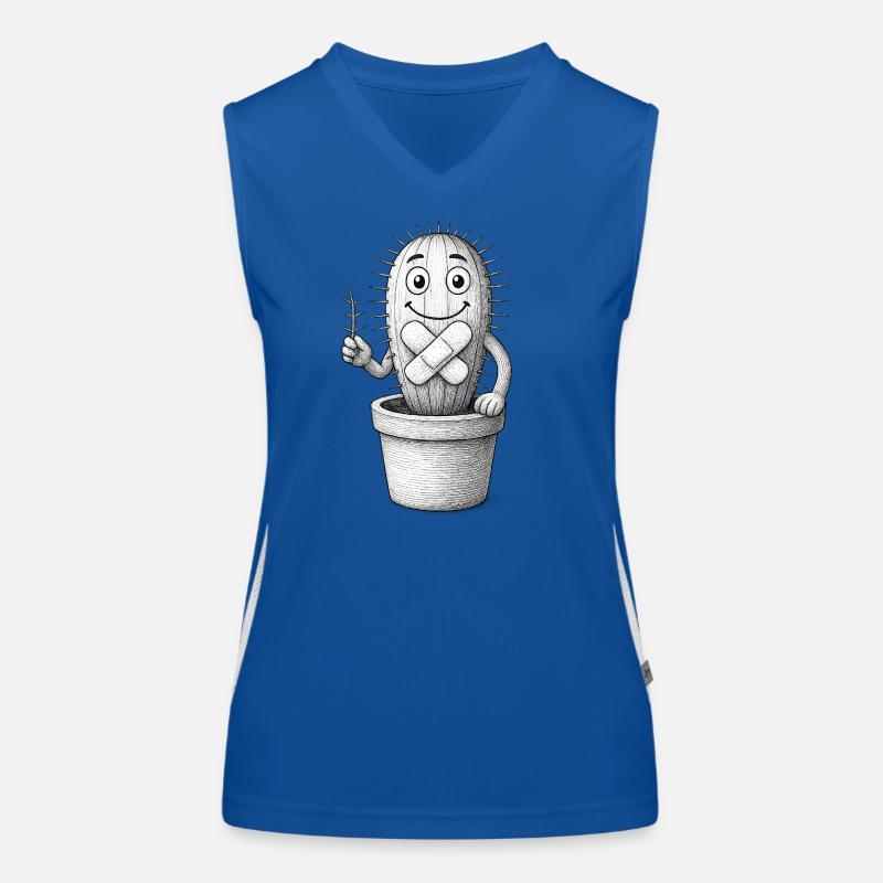 Bandaged Whimsical Cactus Women's Functional Contrast Tank Top