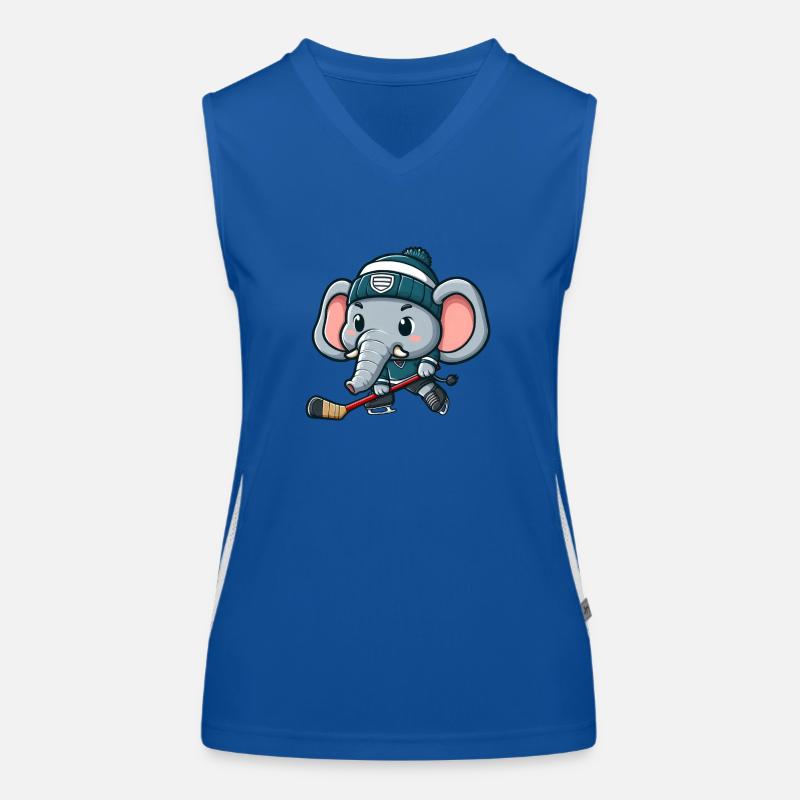 Cute Elephant Comic Ice Hockey Player Design Women's Functional Contrast Tank Top