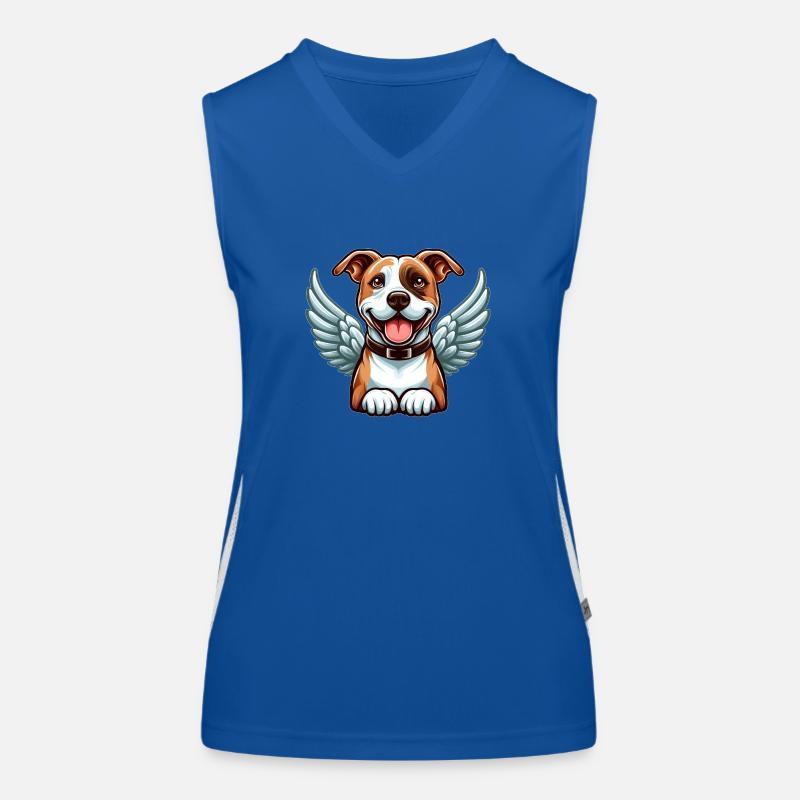 Pitbull Hund Engel Flügel Heiligenschein Funktionelles Kontrast-Tank Top für Frauen