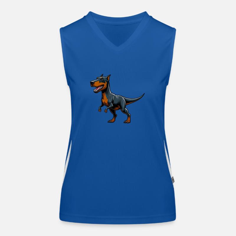 T-Rex Dobermann Mix Fabelhaftes Tier Funktionelles Kontrast-Tank Top für Frauen
