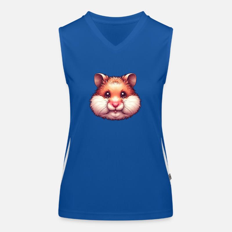 Hamster Head Portrait Ugly Hamster Cheeks Women's Functional Contrast Tank Top