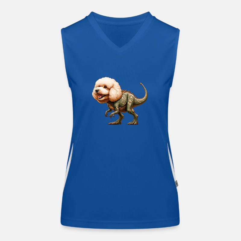 Poodle T-Rex Hybrid Mythical Creature Design Women's Functional Contrast Tank Top