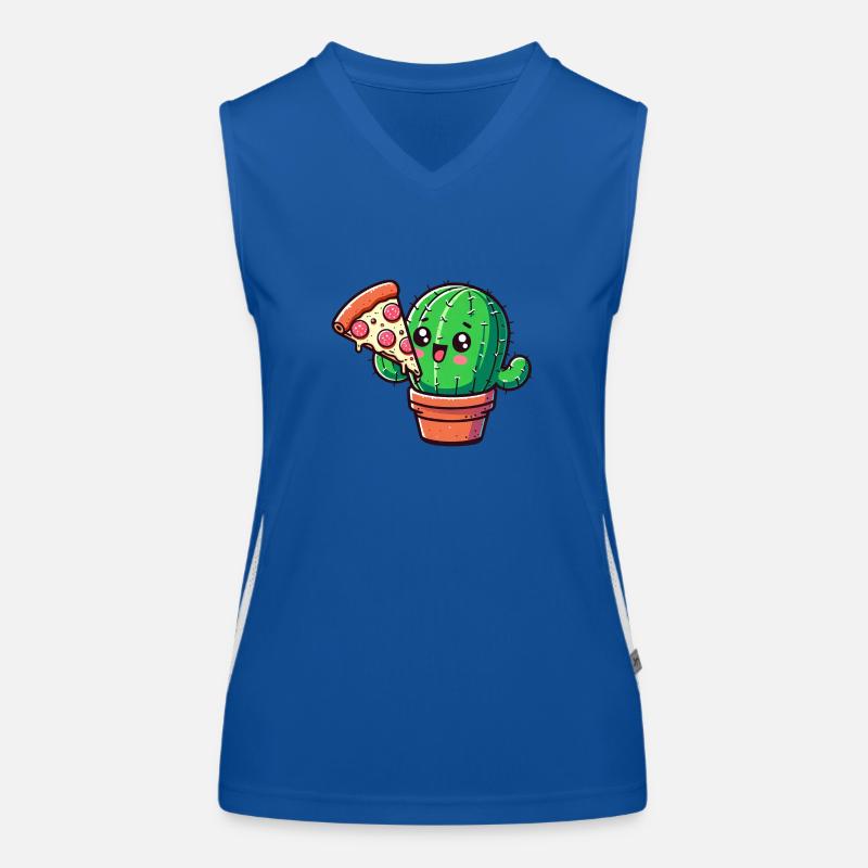 Cute Cactus Pizza Comic Women's Functional Contrast Tank Top