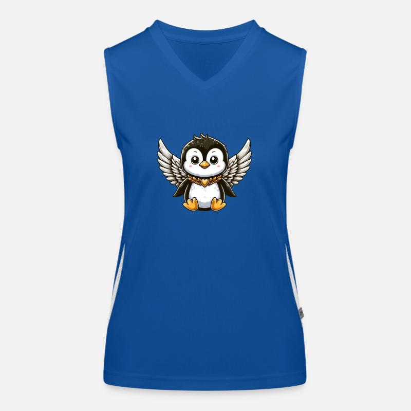 Süßer Pinguin Engel Comic Design Funktionelles Kontrast-Tank Top für Frauen