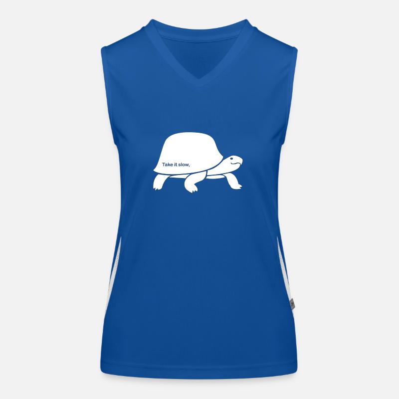 Take it slow Turtle Design Women's Functional Contrast Tank Top