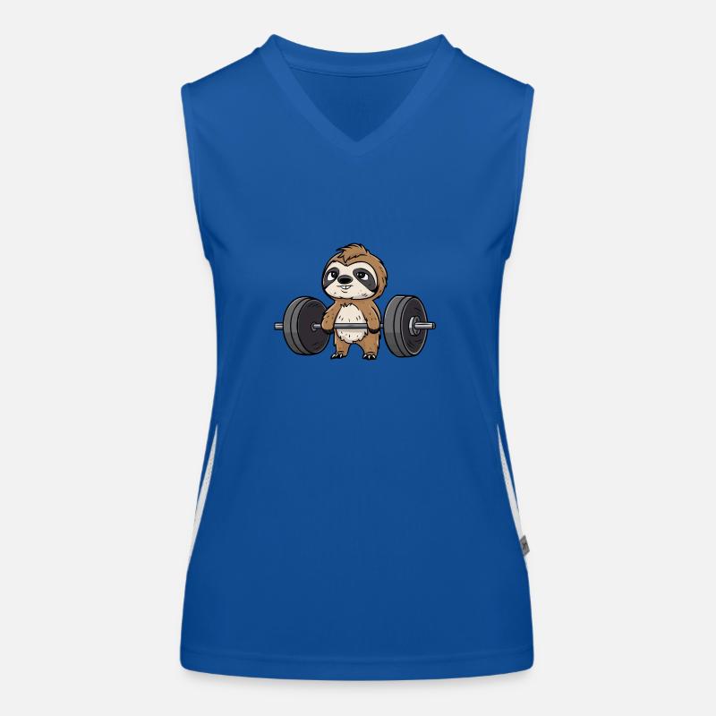 Sloth during workout: dumbbell, bench press & cross Women's Functional Contrast Tank Top