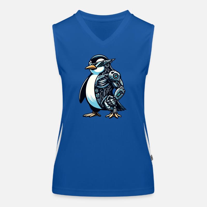 Penguin Cyborg Robot Women's Functional Contrast Tank Top