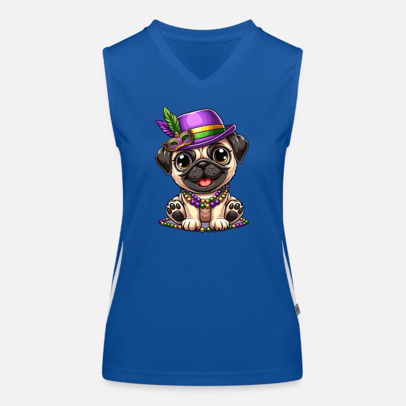 Mardi Gras Comic Pug Women's Functional Contrast Tank Top