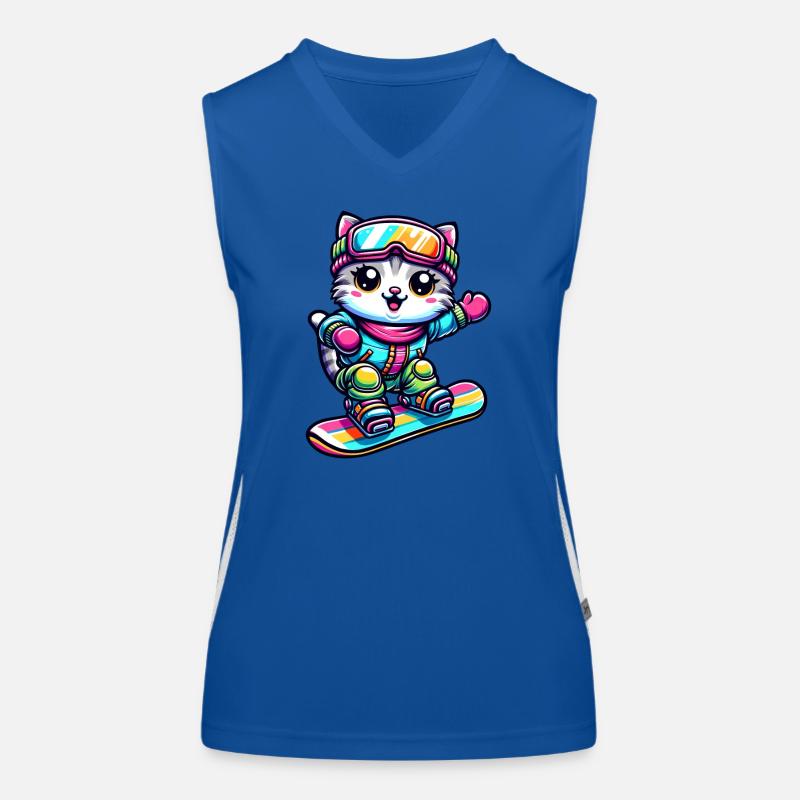 Cat Snowboard Snowboarder Cute Women's Functional Contrast Tank Top