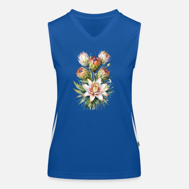 Protea Bloom Aquarelle Débardeur respirant contrasté Femme