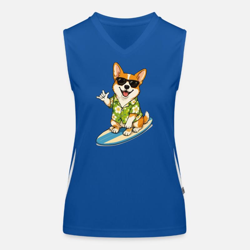 Corgi Surfboard Hawaii Vibes Débardeur respirant contrasté Femme