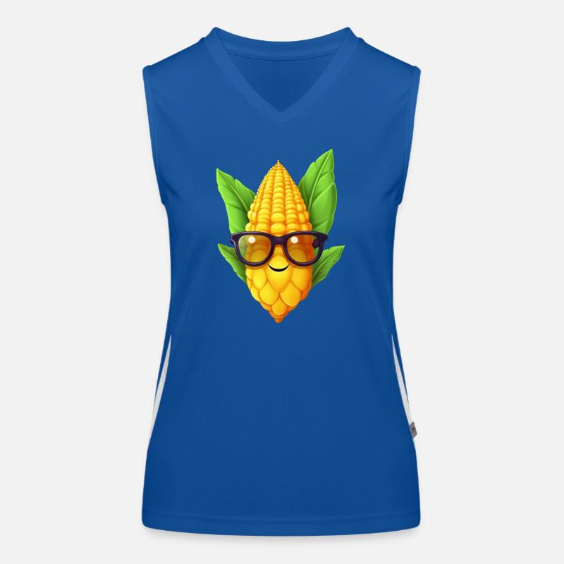 Kawaii corn with nerd glasses: Cobsmart Women's Functional Contrast Tank Top