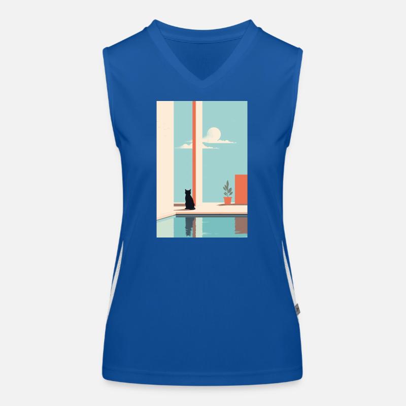 cat by the pool Funktionelles Kontrast-Tank Top für Frauen